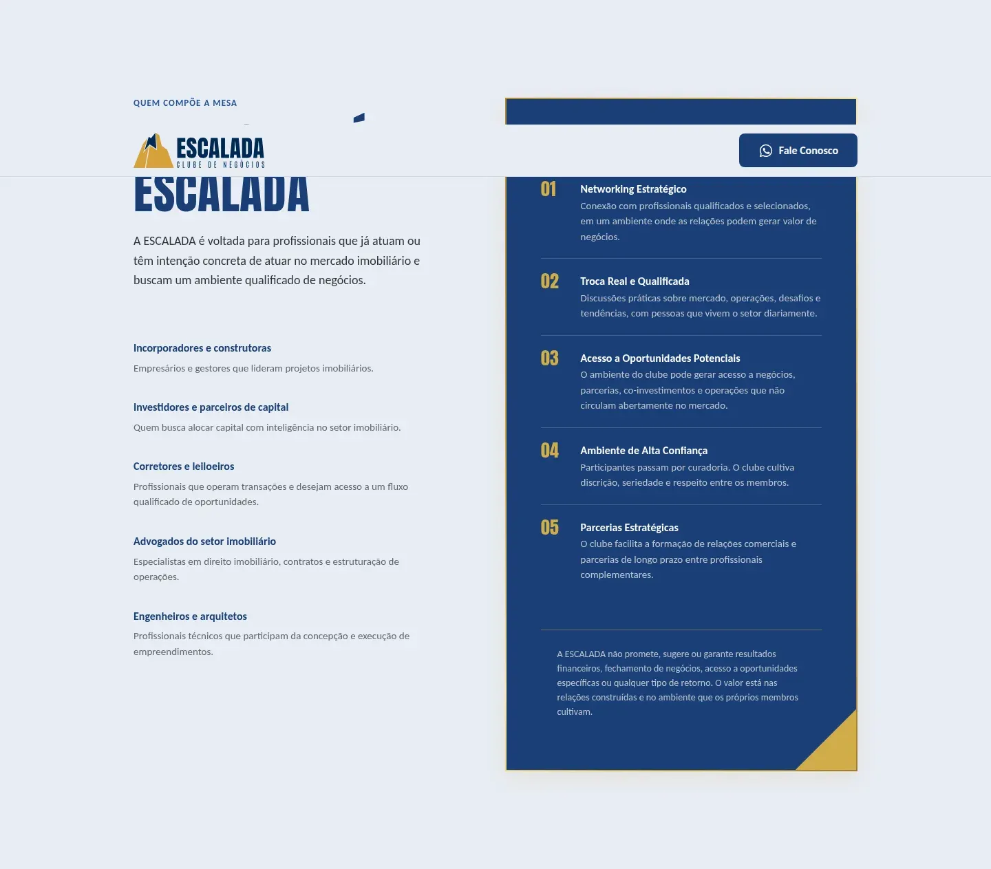 Escalada: seção de público-alvo e perfil de participantes